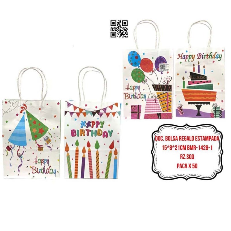 DOC. BOLSA REGALO ESTAMPADA 15*8*21CM BMR-1428-1