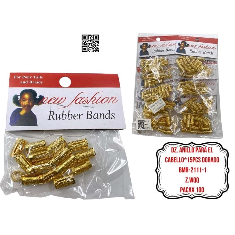 DZ. ANILLO PARA EL CABELLO*15PCS DORADO BMR-2111-1