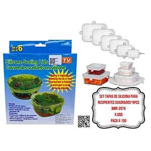 SET TAPAS DE SILICONA PARA RECIPIENTES CUADRADOS*6PCS BMR-2974