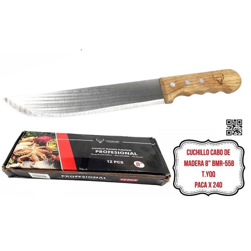 CUCHILLO CABO DE MADERA 8" BMR-558