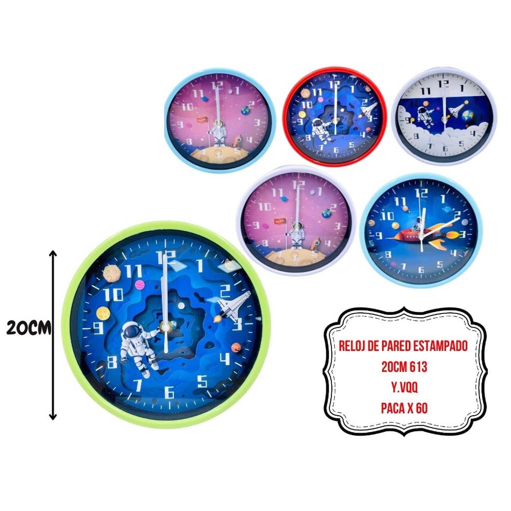 RELOJ DE PARED ESTAMPADO 20CM 613