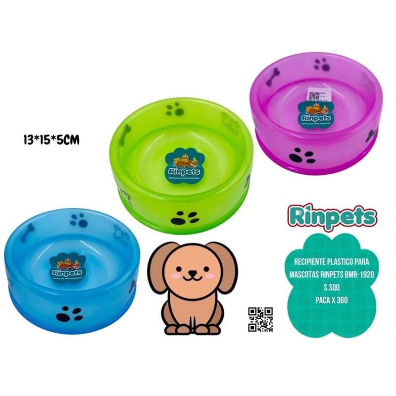 RECIPIENTE PLASTICO PARA MASCOTAS RINPETS 15CM BMR-1920