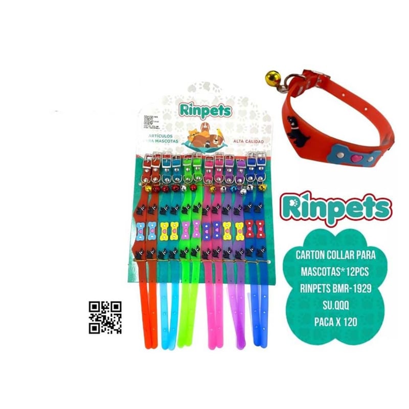 CARTON COLLAR PARA MASCOTAS*12PCS RINPETS BMR-1929