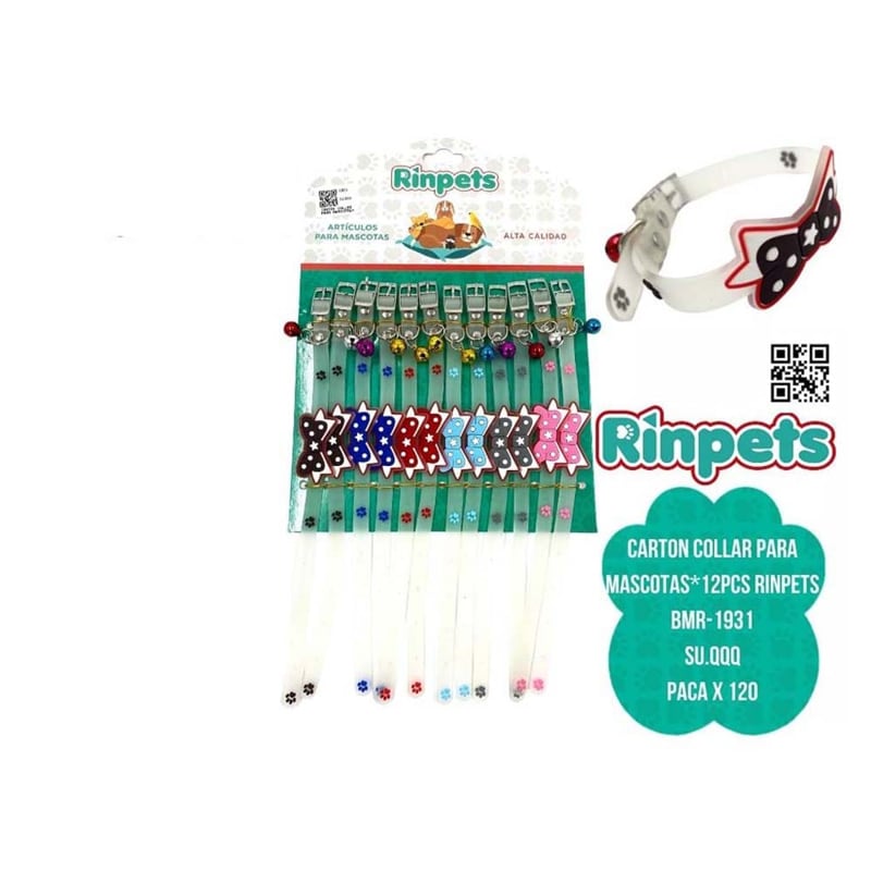 CARTON COLLAR PARA MASCOTAS*12PCS RINPETS BMR-1931