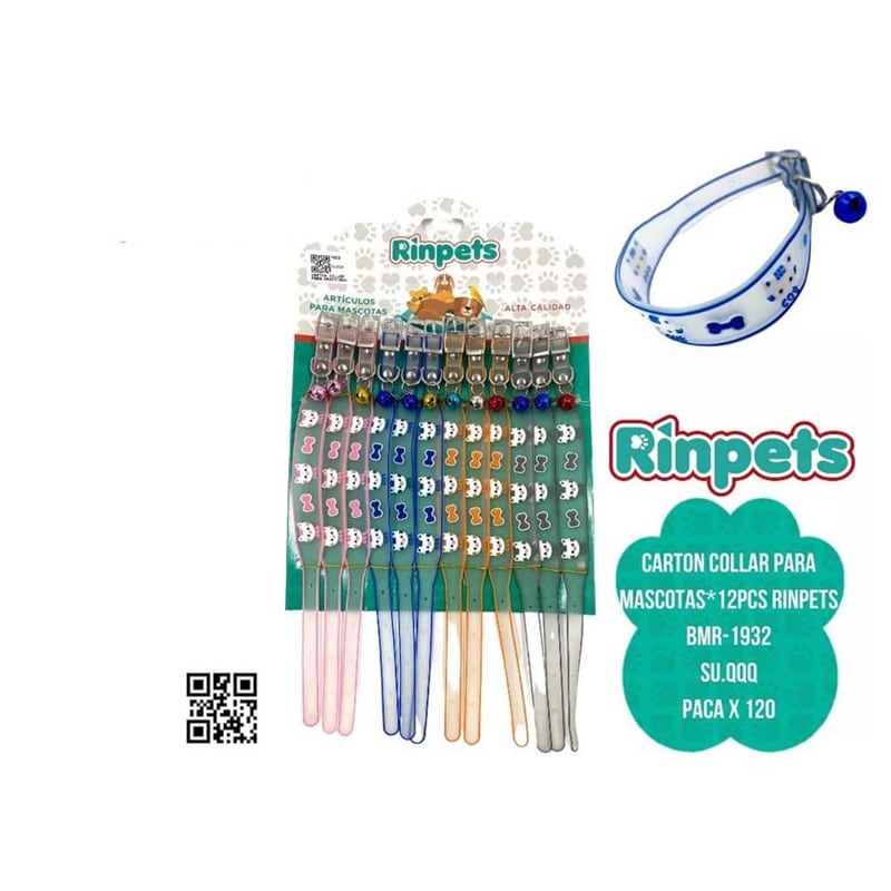 CARTON COLLAR PARA MASCOTAS*12PCS RINPETS BMR-1932