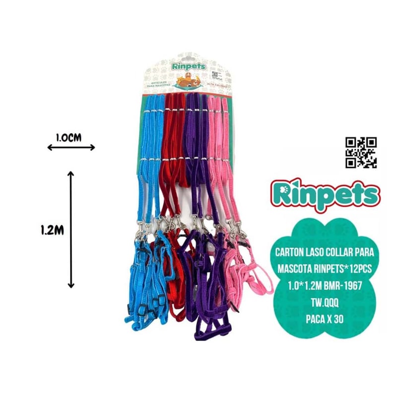 CARTON LASO COLLAR PARA MASCOTA RINPETS*12PCS 1.0*1.2M BMR-1967