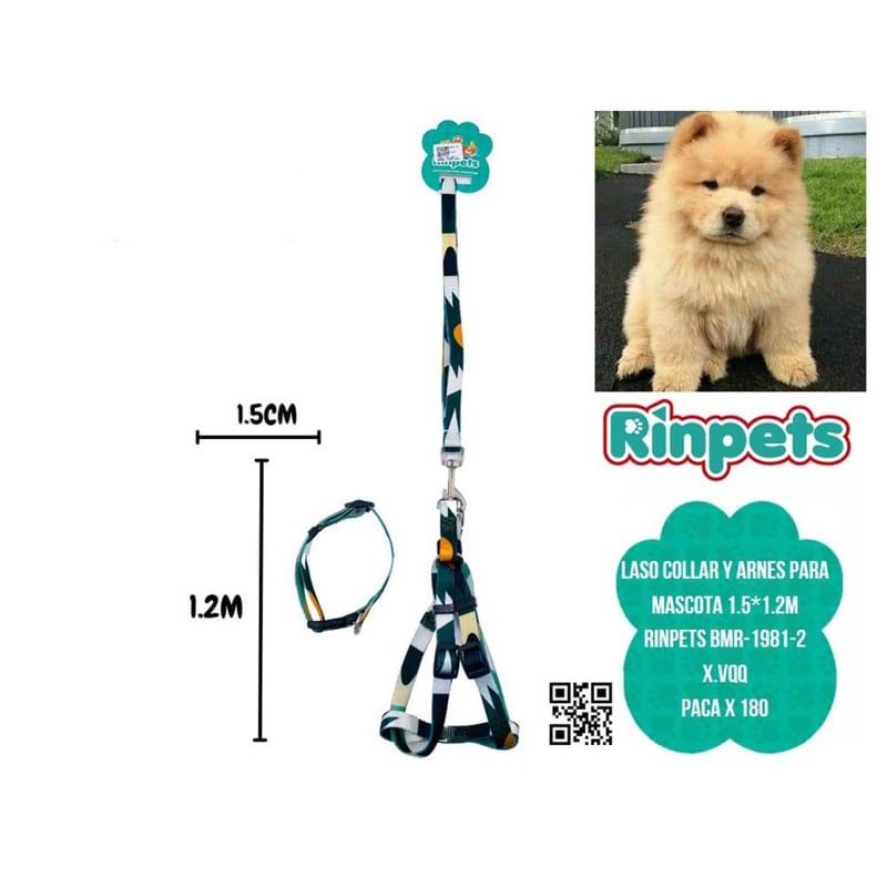 LASO COLLAR Y ARNES PARA MASCOTA 1.5*1.2M RINPETS BMR-1981-2