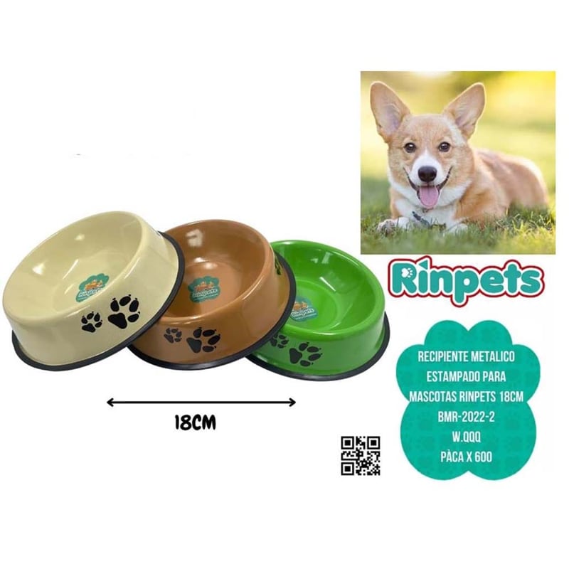 RECIPIENTE METALICO ESTAMPADO PARA MASCOTAS RINPETS 18CM BMR-2022-2