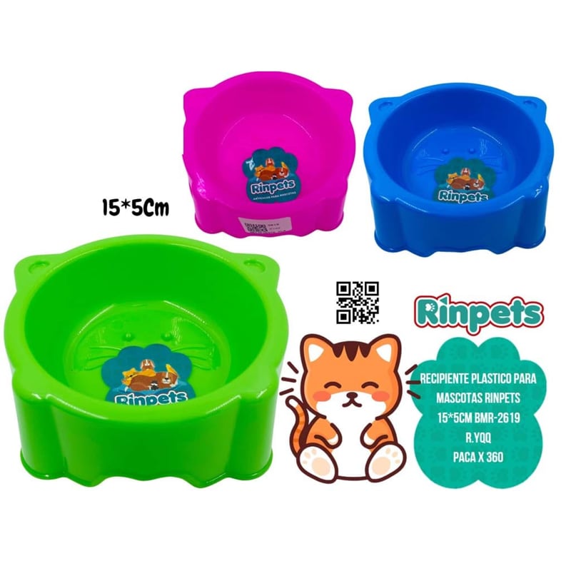 RECIPIENTE PLASTICO PARA MASCOTAS RINPETS 15*5CM BMR-2619