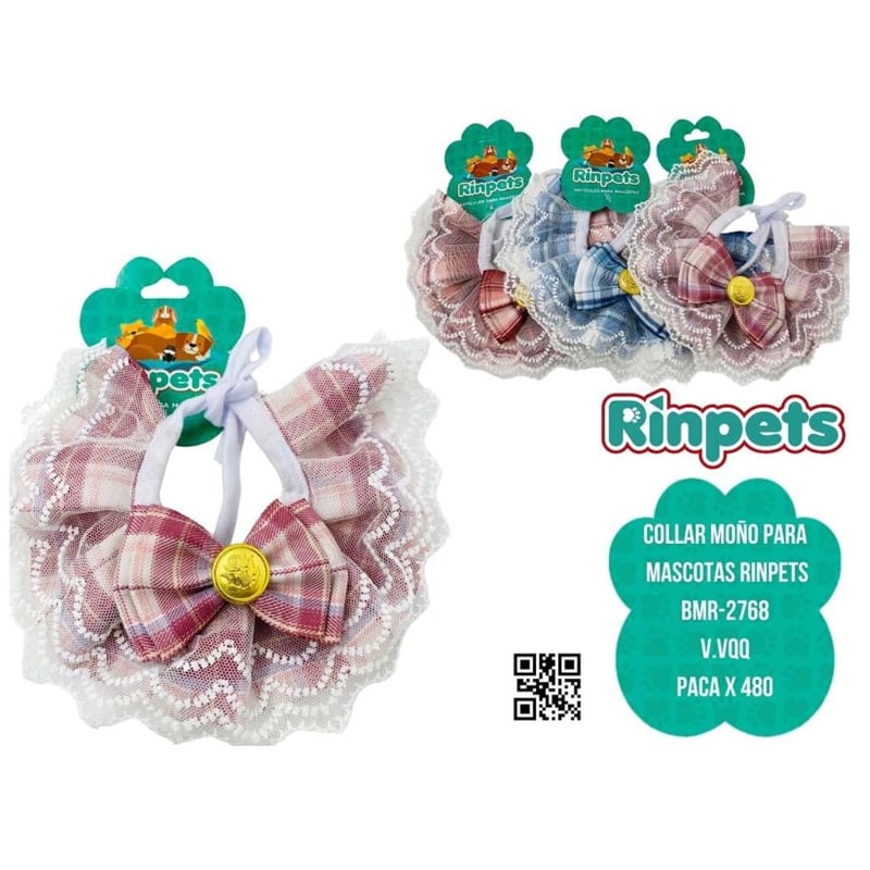 COLLAR MOÑO PARA MASCOTAS RINPETS BMR-2768