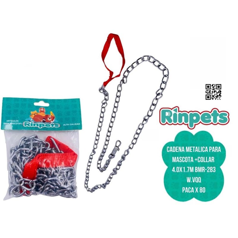 CADENA METALICA PARA MASCOTA +COLLAR 4.0X1.7M BMR-283