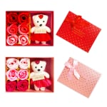 ADORNO ROSAS X6 CON OSO EN CAJA: