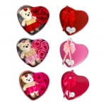 ROSAS CON OSO FELIZ DIA EN CAJA CORAZON METALICA