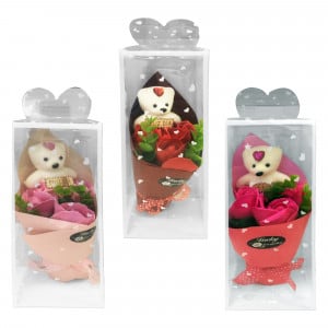 ADORNO ROSAS X3 CON OSO BLISTER: