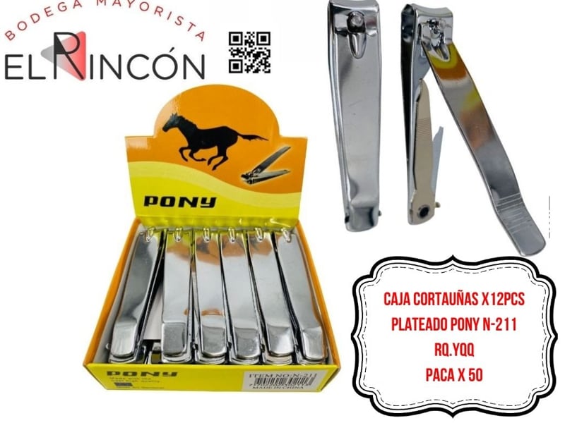 CAJA CORTAUÑAS X12PCS PLATEADO PONY N-211