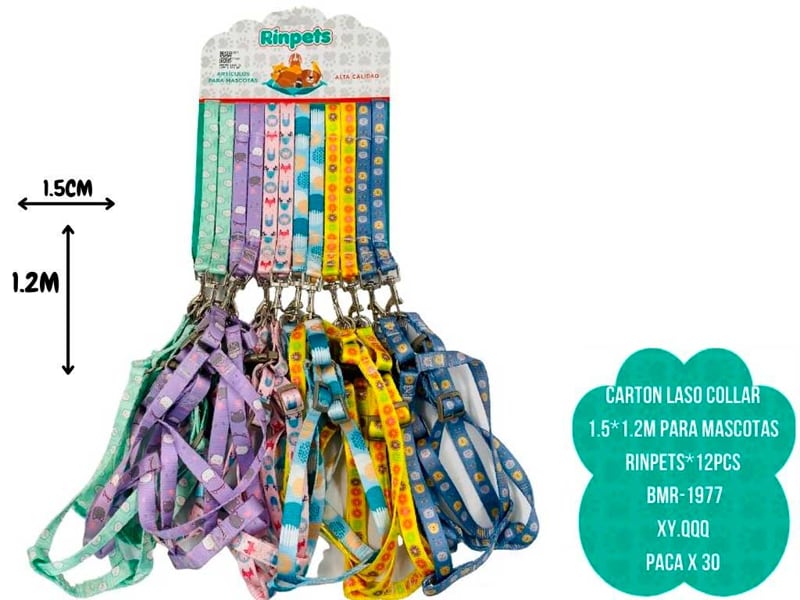 CARTON LASO COLLAR 1.5*1.2M PARA MASCOTAS RINPETS*12PCS BMR-1977