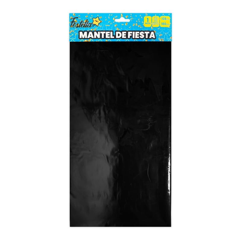 MANTEL DE FIESTA LISO MATE NEGRO (PQTX10)