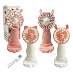 MINI VENTILADOR PORTATIL RECARGABLE LUZ 3 VELOCIDADES,