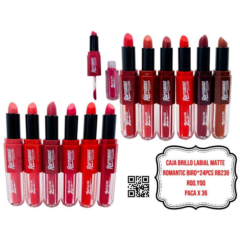 CAJA BRILLO LABIAL MATTE ROMANTIC BIRD*24PCS RB236