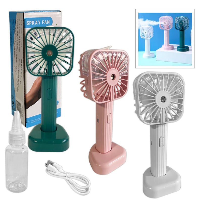 MINI VENTILADOR PORTATIL RECARGABLE CON SPRAY,