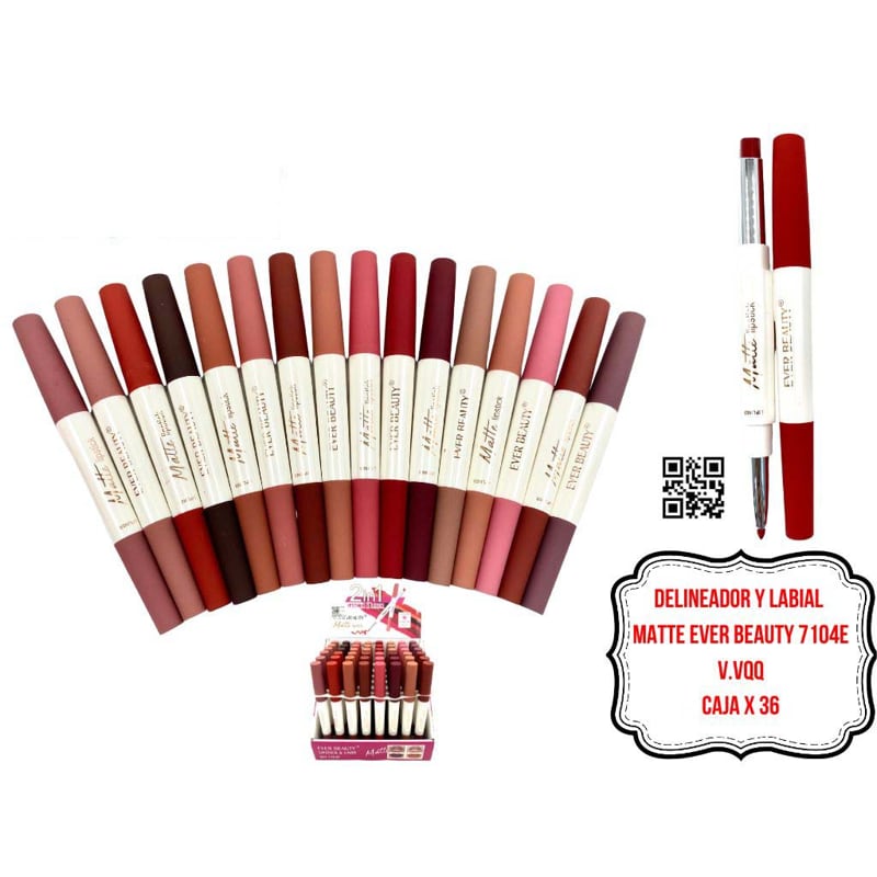 DELINEADOR Y LABIAL MATTE EVER BEAUTY 7104E