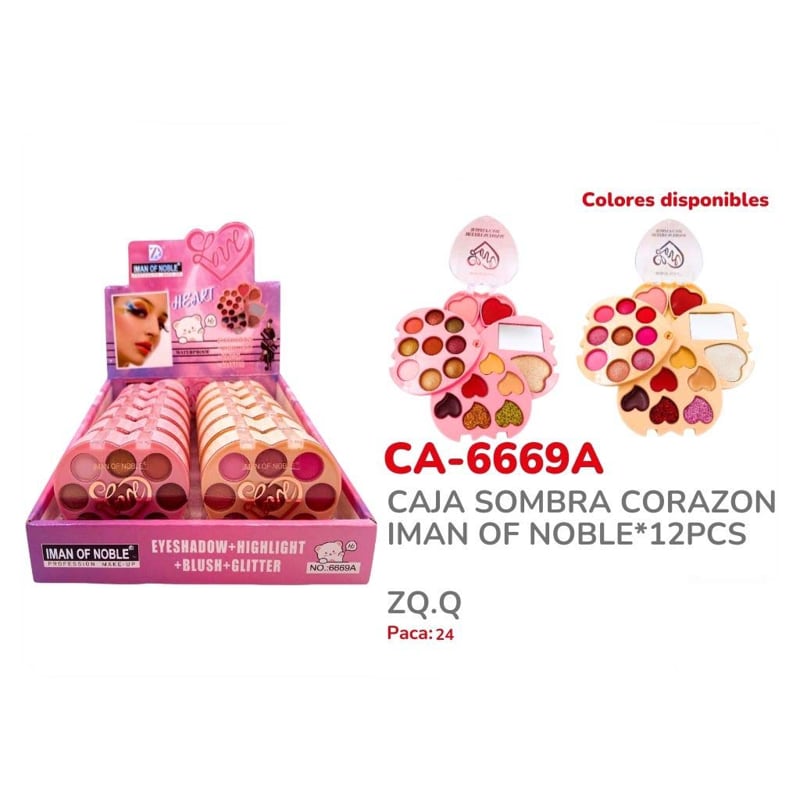 CAJA SOMBRA CORAZON IMAN OF NOBLE*12PCS 6669A