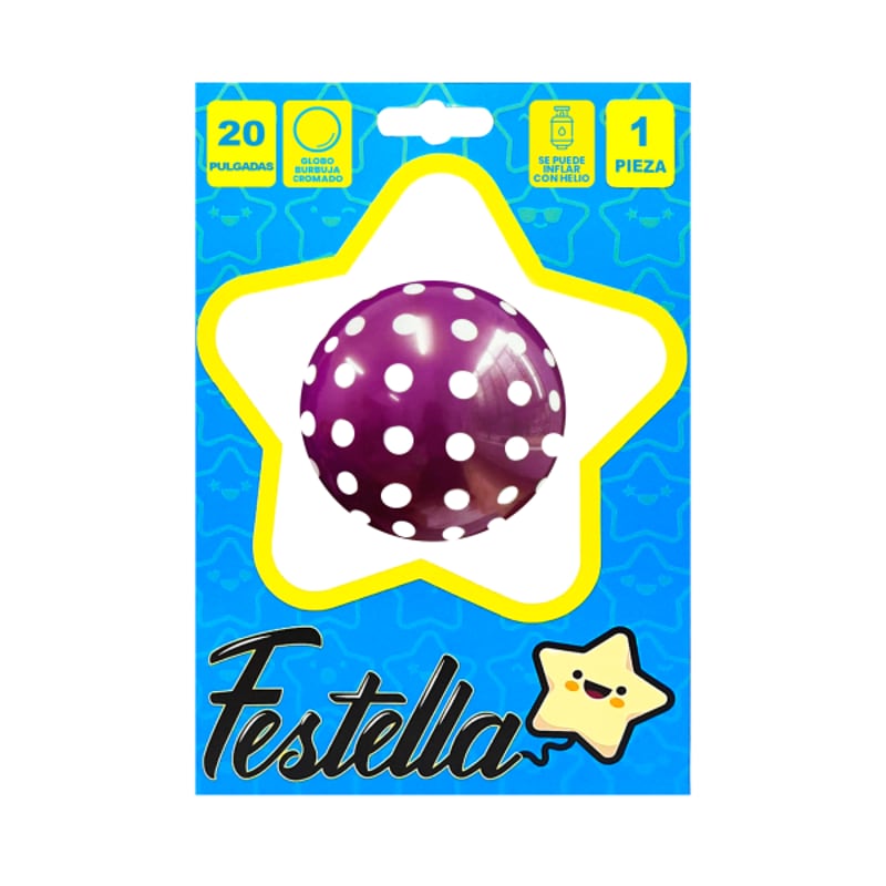 GLOBO BURBUJA ESTAMPADO PEPITAS 20" FUCSIA