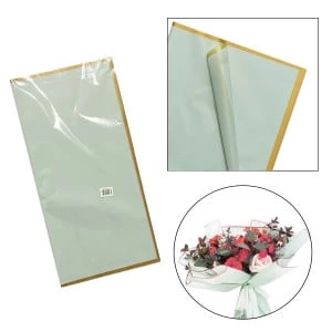 PAPEL COREANO VERDE CLARO BORDE METALIZADO X20: