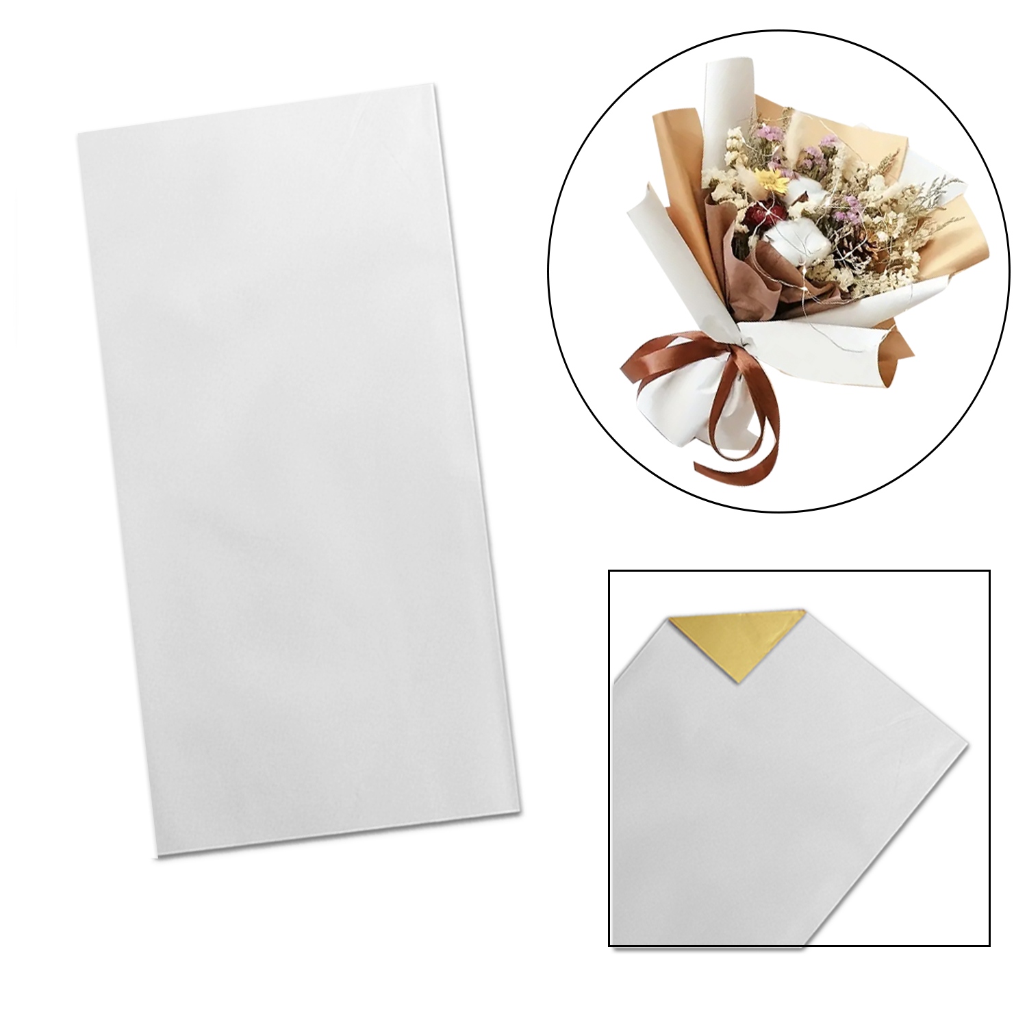 PAPEL COREANO BLANCO DORADO X20: