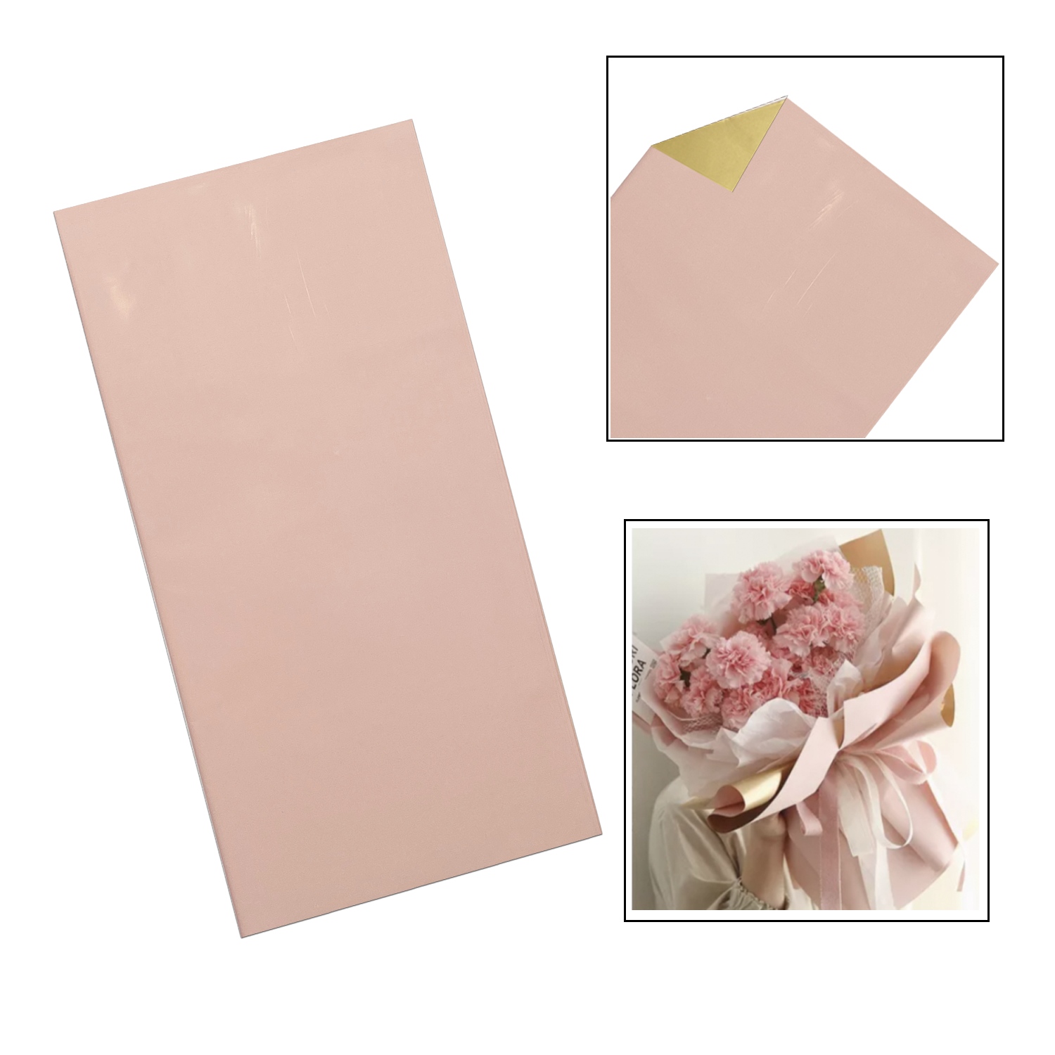 PAPEL COREANO ROSADO DORADO X20: