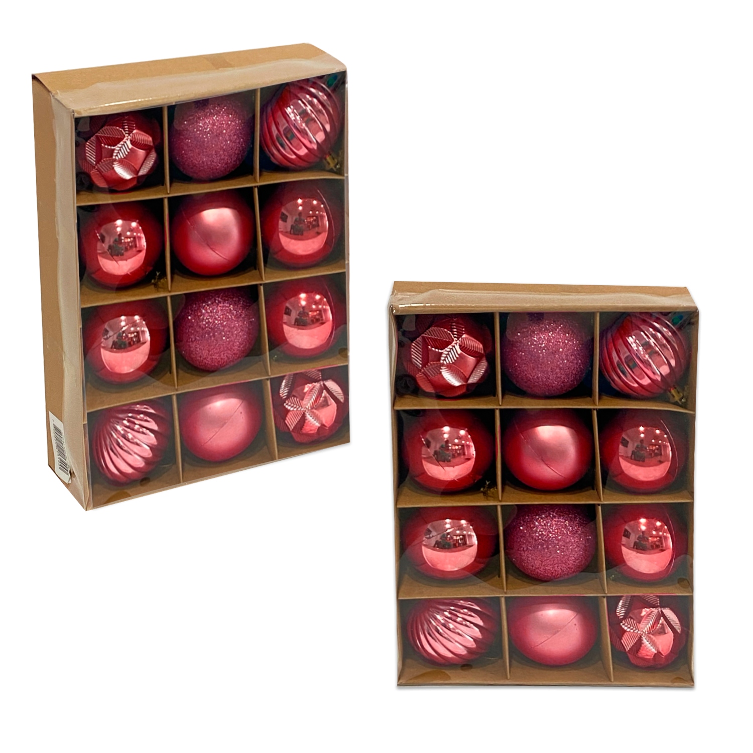 BOLAS NAVIDEÑAS X12 FUCSIA 6CM