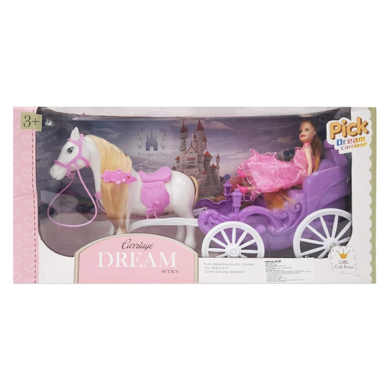 SET MUÑECA CON CARRUAJE Y CABALLO