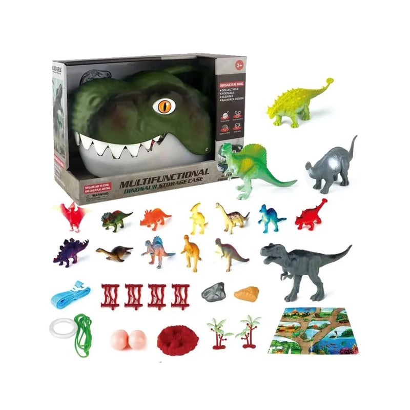 SET CABEZA DINOSAURIO CON ACCESORIOS.