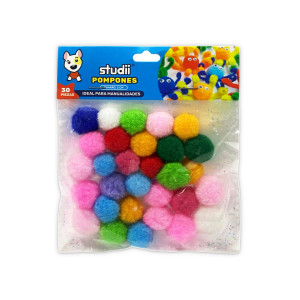 PAQUETE POMPONES DE COLORES PARA MANUALIDADES X30