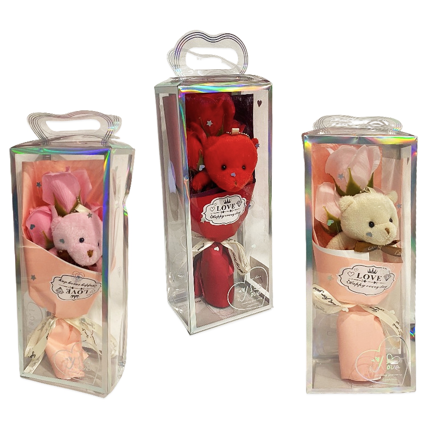RAMO ROSAS CON OSO EN BLISTER:
