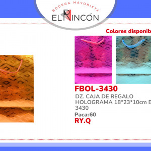 DZ. CAJA DE REGALO HOLOGRAMA 18*23*10cm BMR-3430
