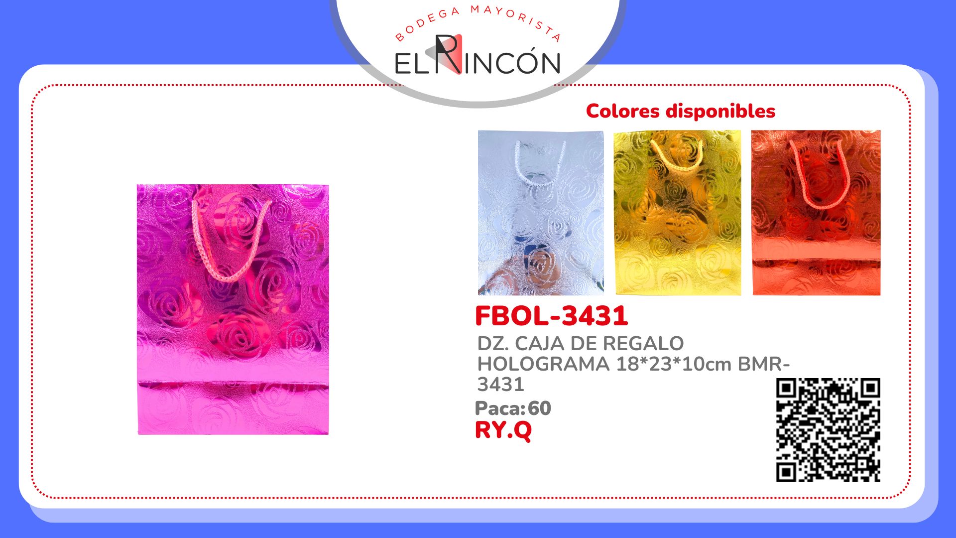 DZ. CAJA DE REGALO HOLOGRAMA 18*23*10cm BMR-3431