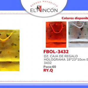 DZ. CAJA DE REGALO HOLOGRAMA 18*23*10cm BMR-3432