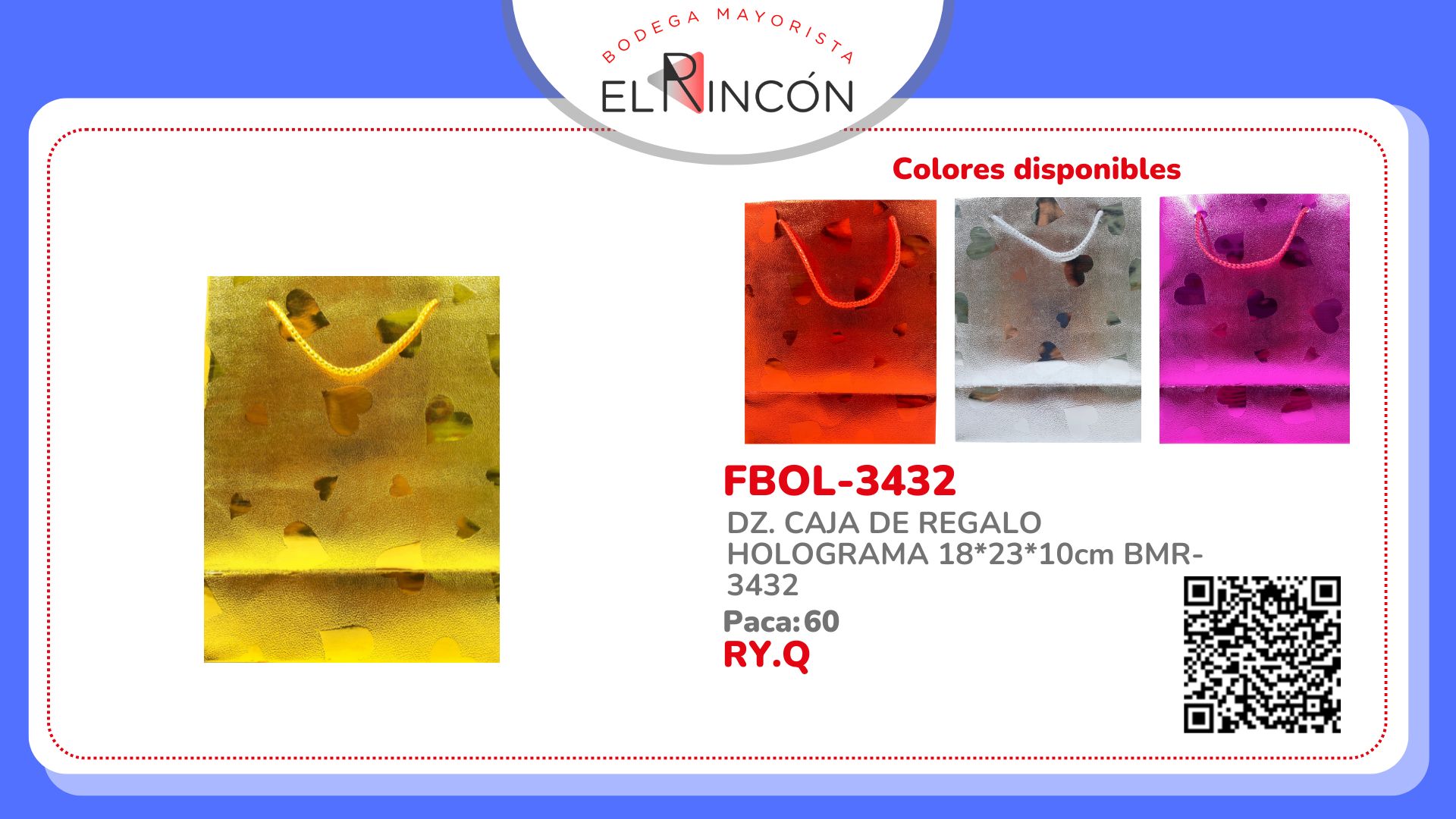 DZ. CAJA DE REGALO HOLOGRAMA 18*23*10cm BMR-3432