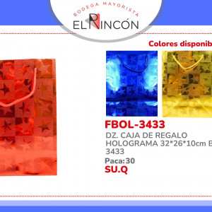 DZ. CAJA DE REGALO HOLOGRAMA 32*26*10cm BMR-3433