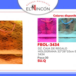 DZ. CAJA DE REGALO HOLOGRAMA 32*26*10cm BMR-3434