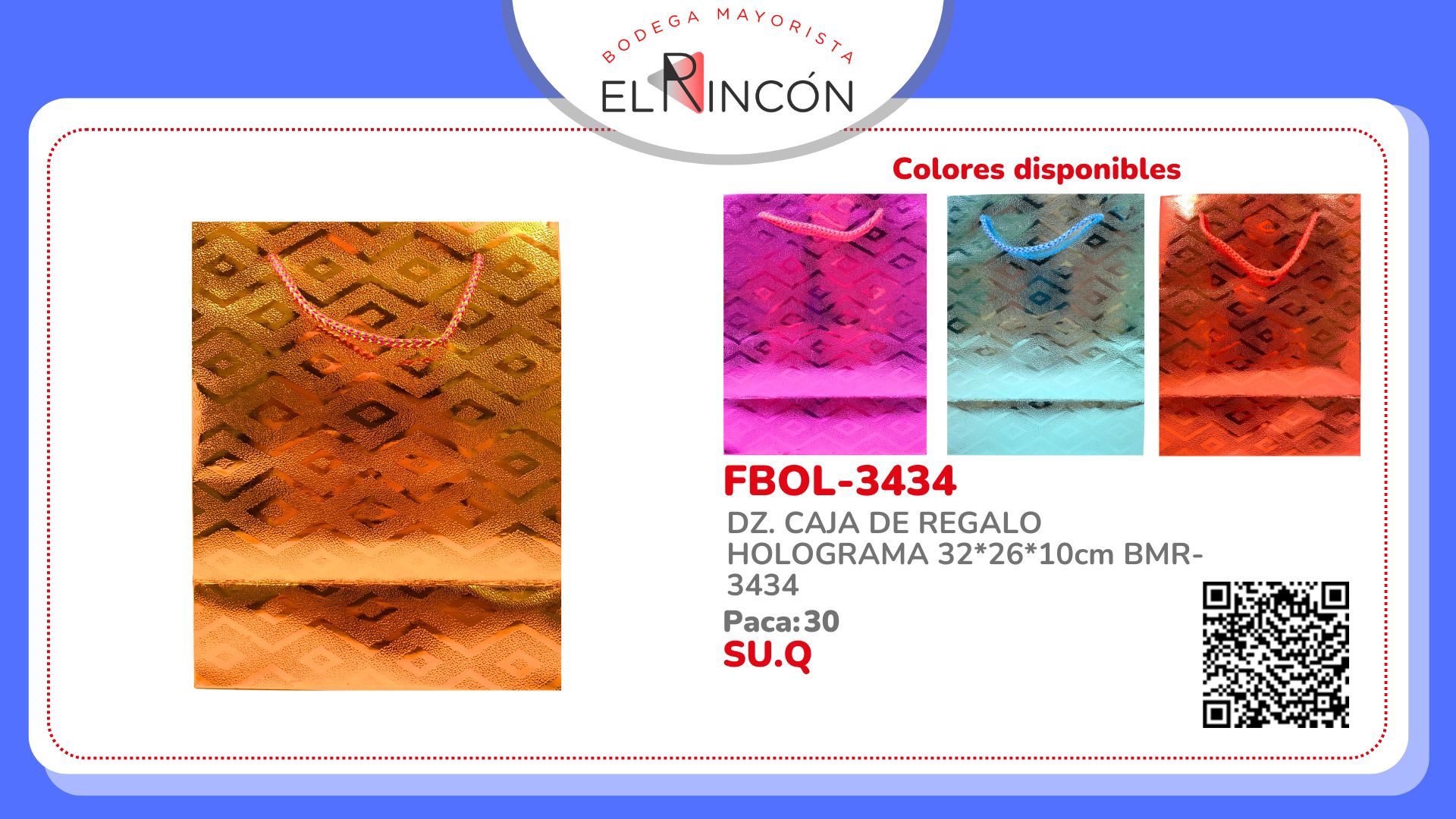 DZ. CAJA DE REGALO HOLOGRAMA 32*26*10cm BMR-3434