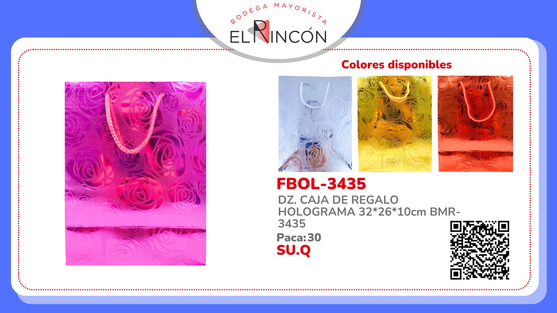 DZ. CAJA DE REGALO HOLOGRAMA 32*26*10cm BMR-3435