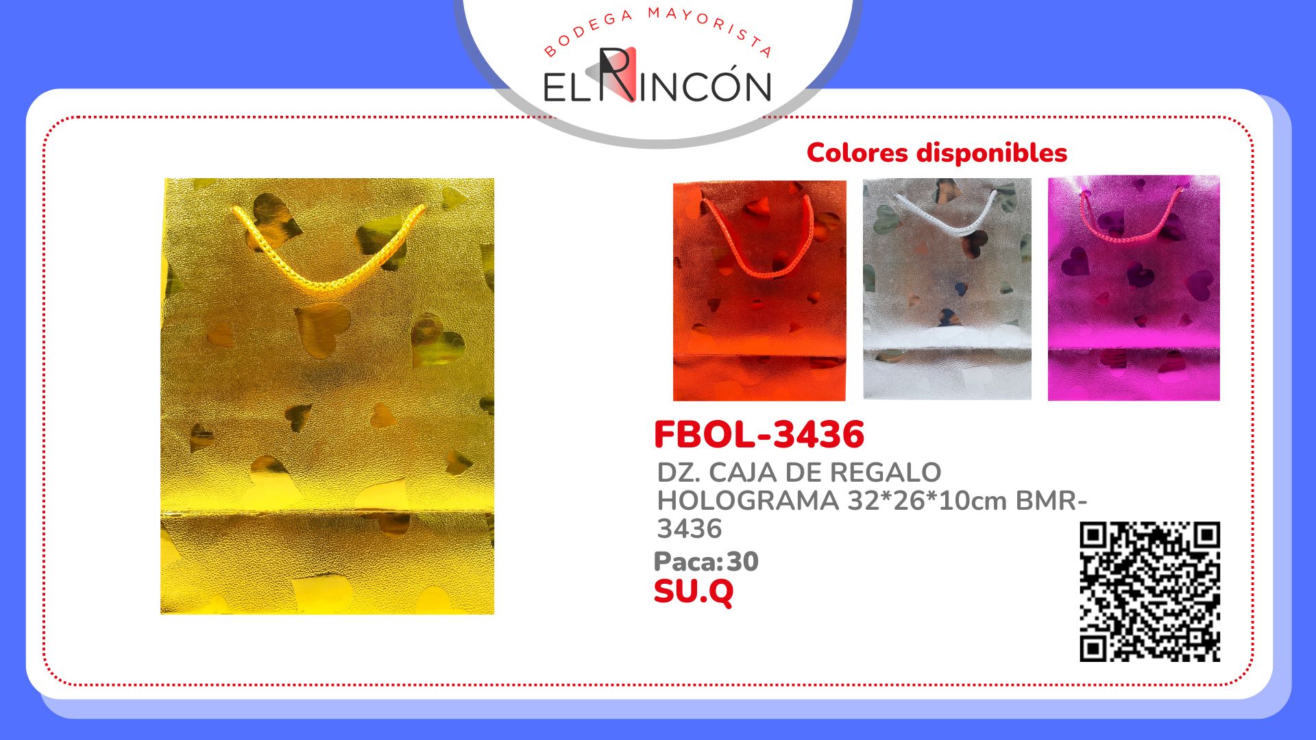 DZ. CAJA DE REGALO HOLOGRAMA 32*26*10cm BMR-3436