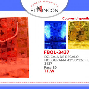DZ. CAJA DE REGALO HOLOGRAMA 42*30*12cm BMR-3437
