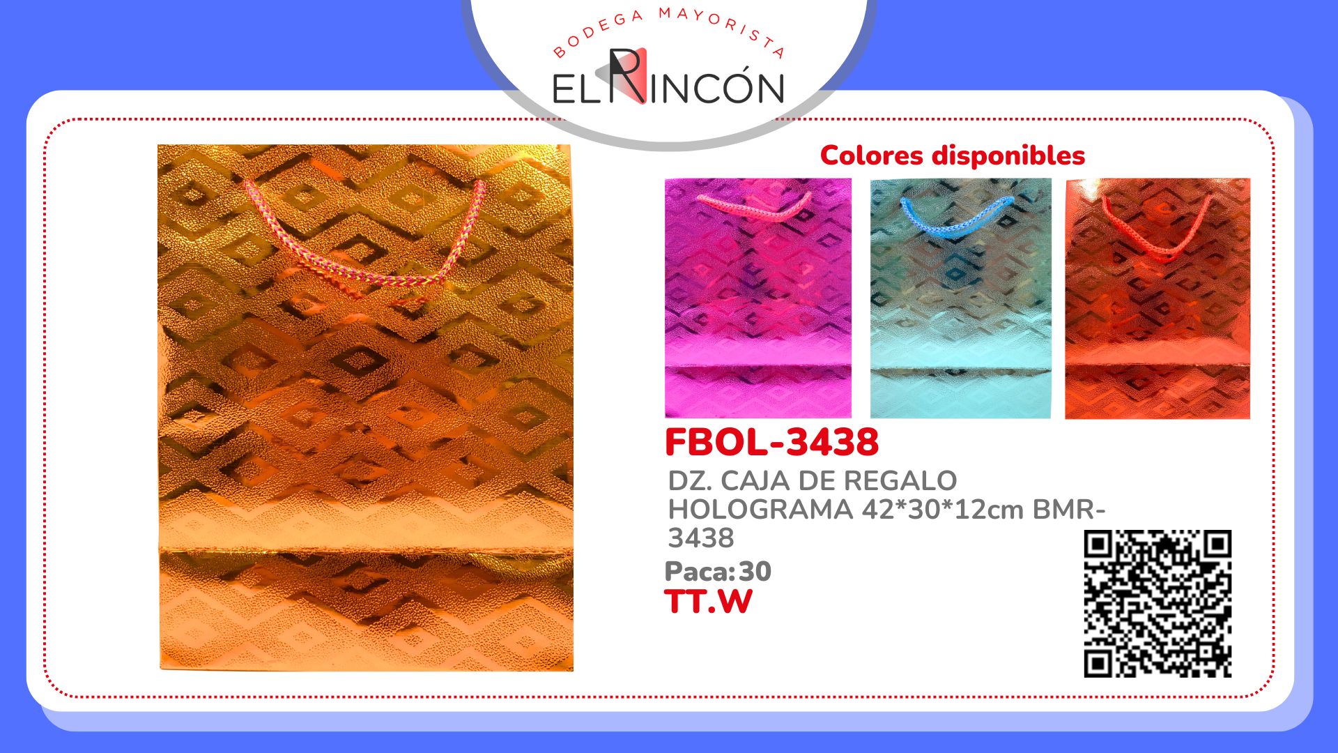 DZ. CAJA DE REGALO HOLOGRAMA 42*30*12cm BMR-3438