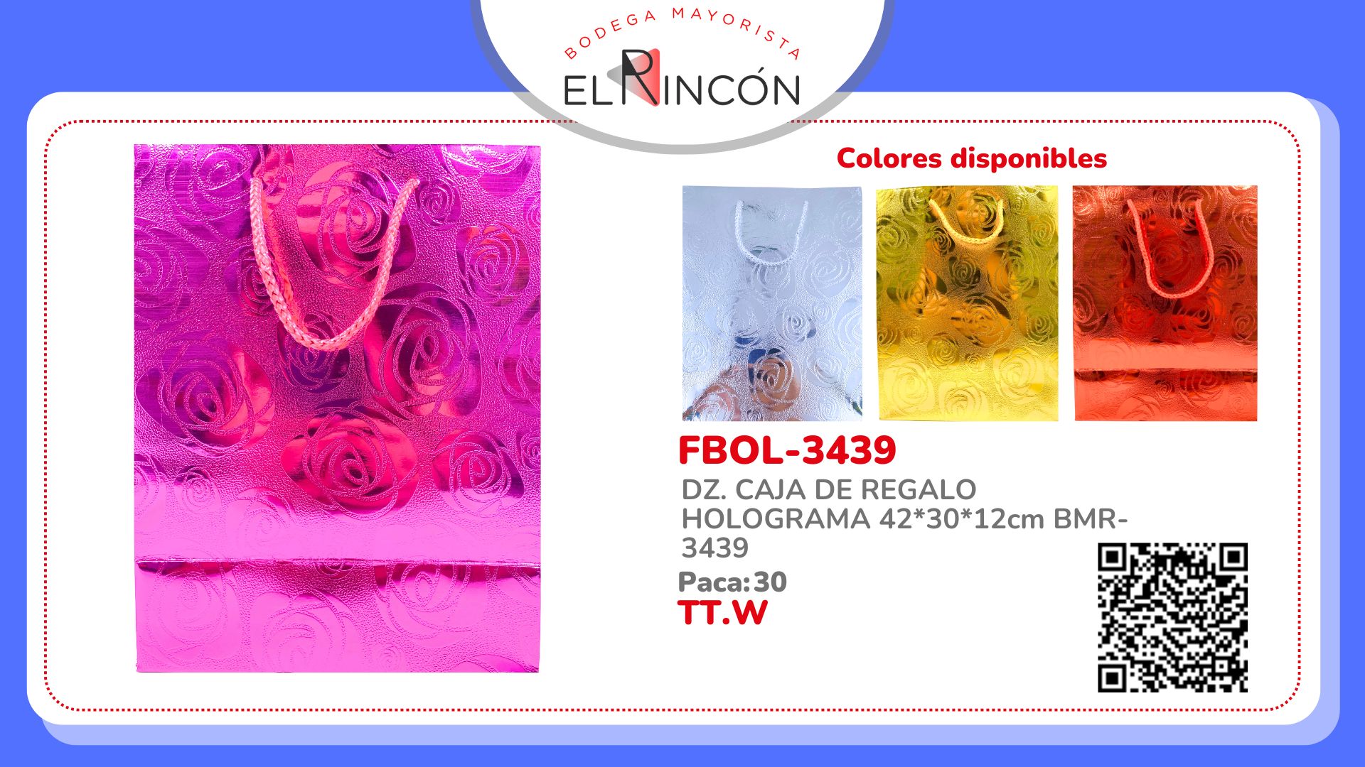 DZ. CAJA DE REGALO HOLOGRAMA 42*30*12cm BMR-3439