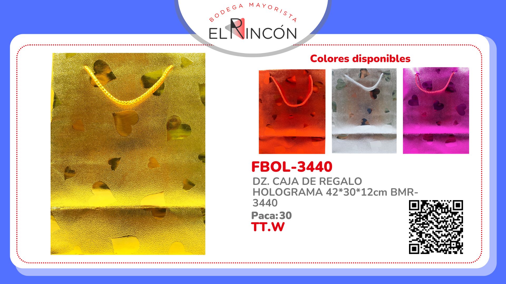 DZ. CAJA DE REGALO HOLOGRAMA 42*30*12cm BMR-3440