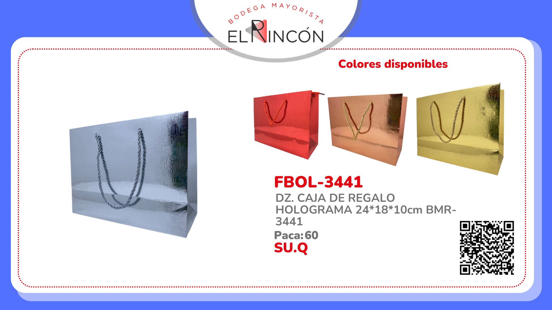 DZ. CAJA DE REGALO HOLOGRAMA 24*18*10cm BMR-3441