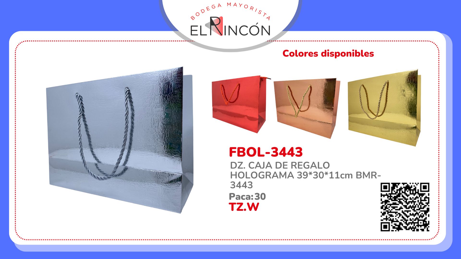 DZ. CAJA DE REGALO HOLOGRAMA 39*30*11cm BMR-3443